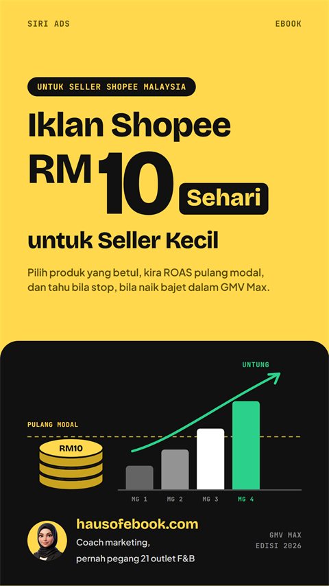 Cover ebook Iklan Shopee RM10 Sehari untuk Seller Kecil