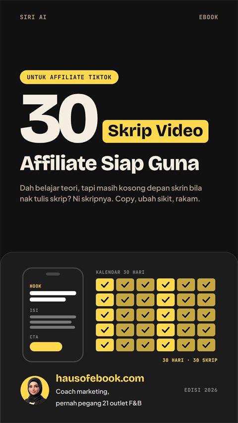 Cover ebook 30 Skrip Video Affiliate Siap Guna