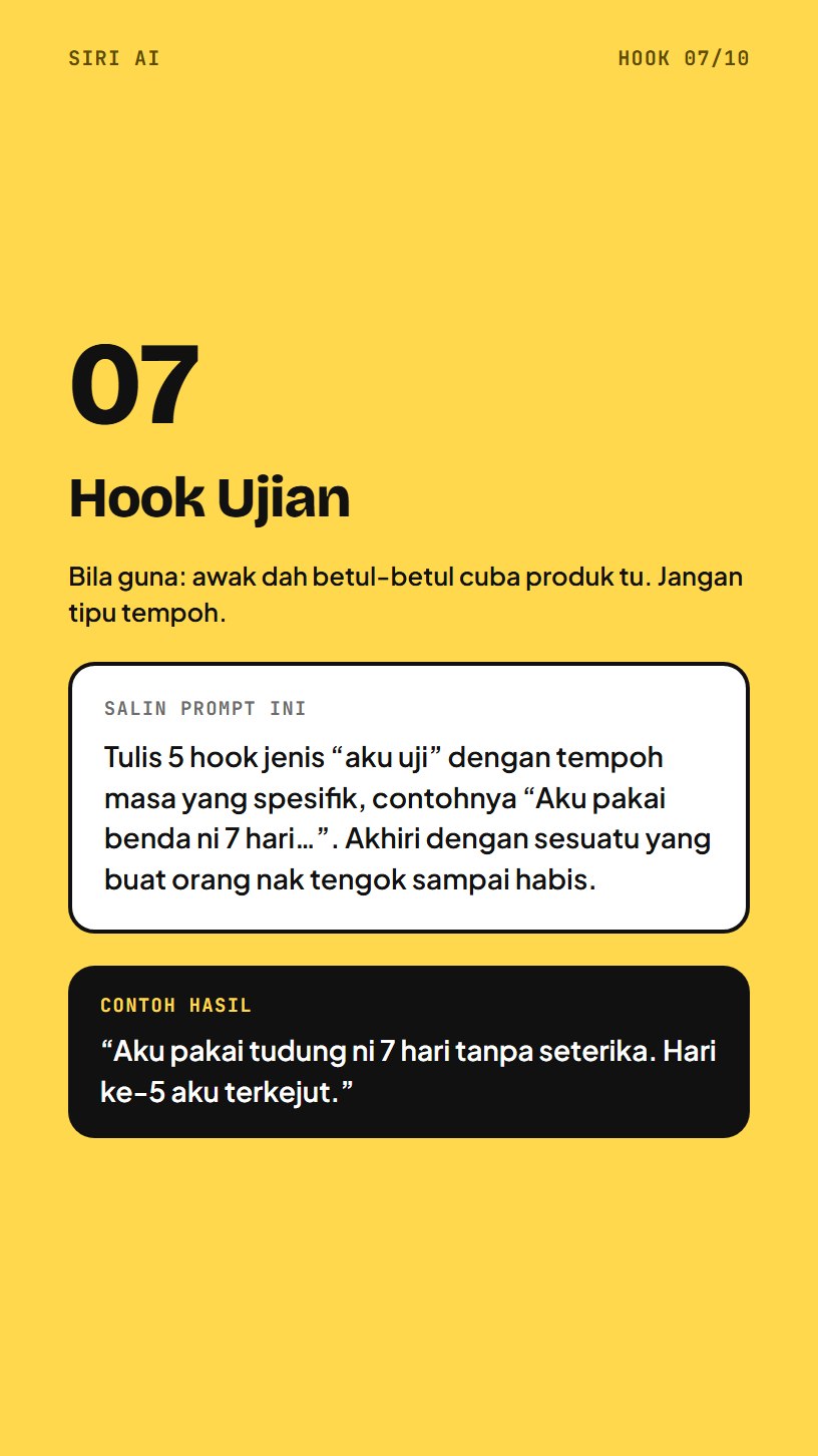 Prompt hook ujian dengan contoh hasil
