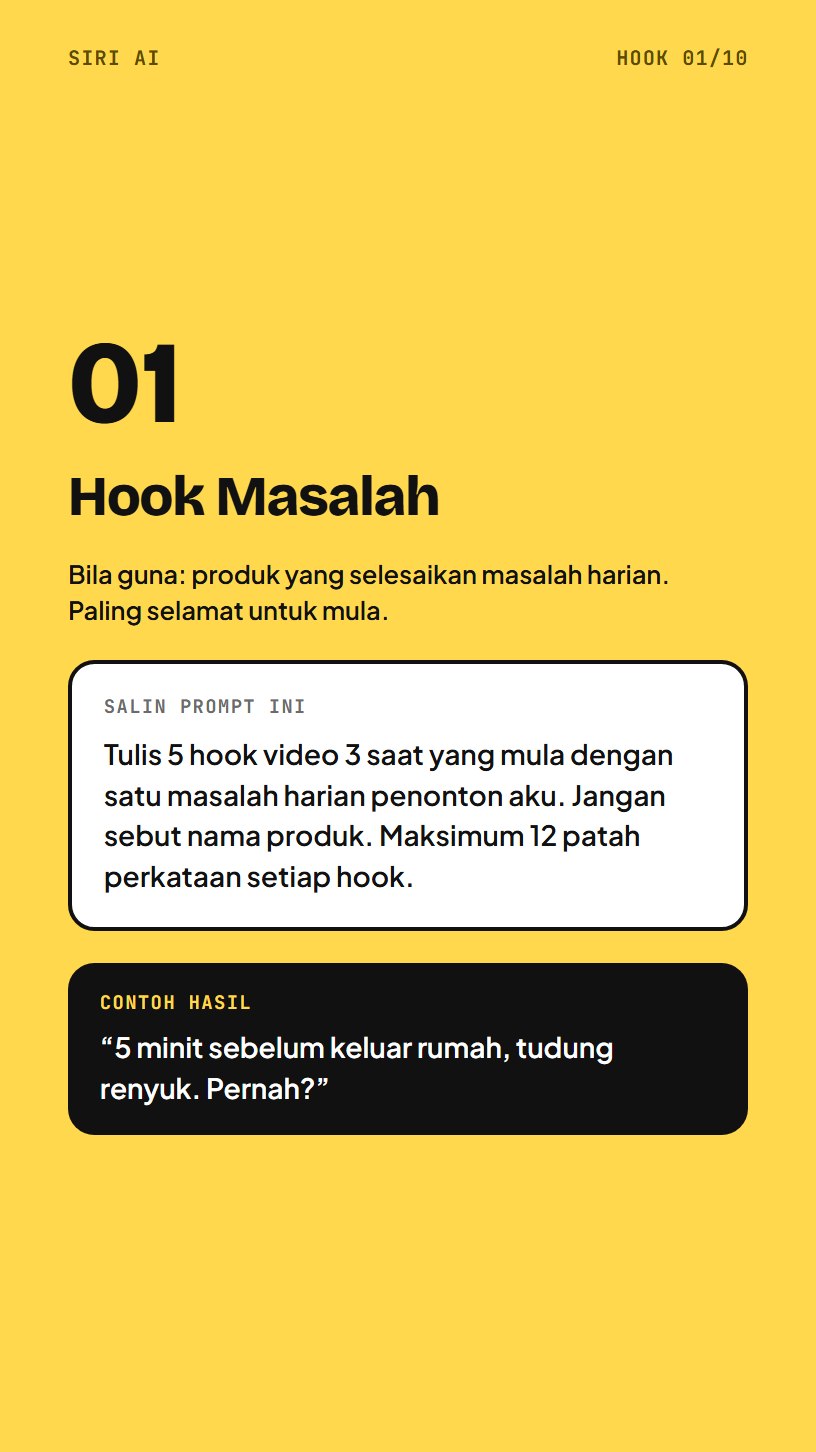 Prompt hook masalah dengan contoh hasil